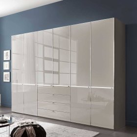 Kleiderschrank zweifarbig Sanctos mit drei Kleiderstangen Front glasbeschichtet – Ansicht 2