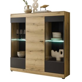 Highboard Vitrine Badehma in modernem Design mit zwei Glasböden – Ansicht 9