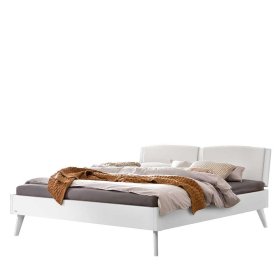 Weißes Doppelbett Lesgon aus MDF 38 cm Einstiegshöhe – Ansicht 1