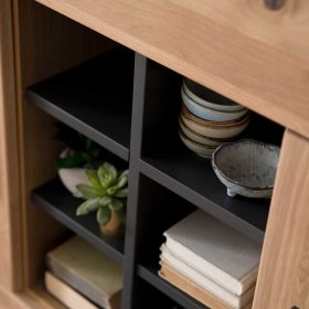 Wohnzimmerwand Vruamosa in Eiche Bianco und Anthrazit modern (vierteilig) – Ansicht 6