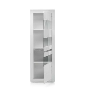 Wohnzimmer Anbauwand Novinza in Weiß Hochglanz und Beton Grau 280 cm (vierteilig) – Ansicht 10