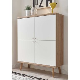 Skandi Design TV Wohnwand Levanca in Weiß und Eichefarben 160 cm hoch (dreiteilig) – Ansicht 11