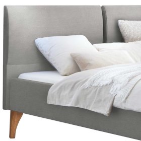 Modernes Polsterbett Kalimba in Grau & Eiche Bianco mit Vierfußgestell aus Holz – Ansicht 3