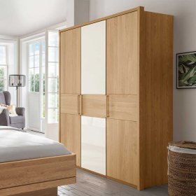 Design Schlafzimmerschrank Veyfas in Beige und Eiche teilmassiv 3-türig – Ansicht 2