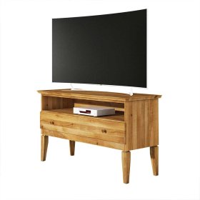 TV Tisch Tyvoria aus Wildeiche Massivholz mit Schublade – Ansicht 1