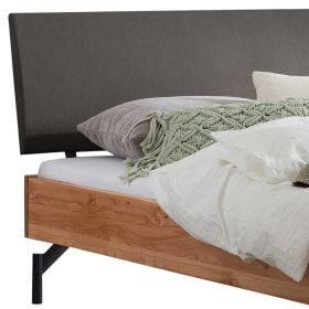 Holzbett mit Polsterkopfteil Baro aus Wildbuche und Stahl 217 cm tief – Ansicht 3