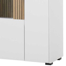 Highboard Vitrine Saladd in Weiß und Wildeichefarben – Ansicht 5