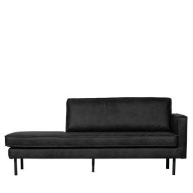 Dreisitzer Couch Lonzavez in Schwarz Recyclingleder im Retro Look – Ansicht 1