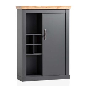 Landhausstil Highboard Saridio in Anthrazit und Wildeichefarben – Ansicht 1