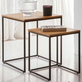 Skandi Beistelltisch Set Katrynella 50 cm hoch mit Bügelgestell (zweiteilig) – Ansicht 1
