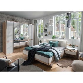 Komplettschlafzimmer Privira in Beige und Eiche Bianco Made in Germany (vierteilig) – Ansicht 1