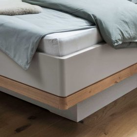 Doppelbett Privira in Beige und Eiche Bianco mit LED Beleuchtung – Ansicht 3