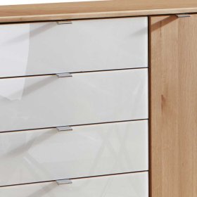 Esszimmersideboard Durac Schubladen glasbeschichtet in Eiche Bianco & Weiß – Ansicht 4