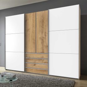 Schlafzimmerkleiderschrank zweifarbig Gizmeal in modernem Design 300 cm breit – Ansicht 2