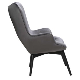 Kaminsessel Pleano in Grau Samt im Skandi Design – Ansicht 3