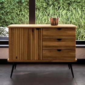 Wohnzimmer Kommode Clantica aus Wildeiche Massivholz und Metall – Ansicht 2