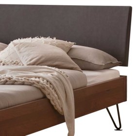 Nussbaum Massivholz Doppelbett Baclona in modernem Design 217 cm tief – Ansicht 3