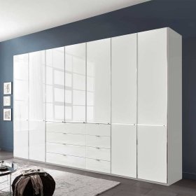 Schlafzimmerschrank weiß Bean Front glasbeschichtet mit acht Schubladen – Ansicht 2