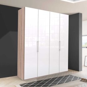 Glasfront Kleiderschrank Andryas in Weiß und Eiche Sägerau – Ansicht 3