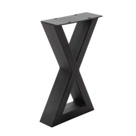 Holzbank Puni aus Zerreiche Massivholz mit X Fußgestell aus Metall – Ansicht 6