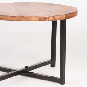 Runder Beistelltisch Concrete aus Mangobaum Massivholz und Metall im Industriedesign – Ansicht 5