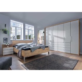 Schlafzimmerkomplettset Waluva in Weiß und Eiche Bianco mit Doppelbett (vierteilig) – Ansicht 2