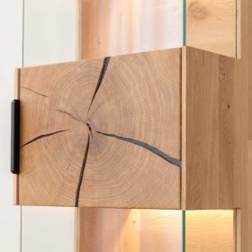 Vitrine Tenna mit Hirnholz Applikation und LED Beleuchtung – Ansicht 5
