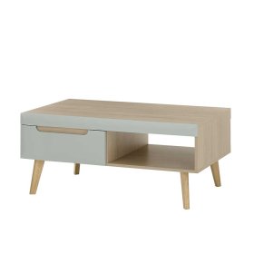 Couchtisch Casmas im Skandi Design in Eichefarben und Mintgrün – Ansicht 1