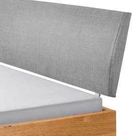 140x200 Bett Wildeiche Broziano mit Polsterkopfteil in Grau – Ansicht 5