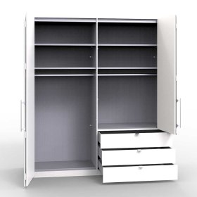 Kombi Schlafzimmerschrank Yunidra mit Falttüren und Schubladen modern – Ansicht 6