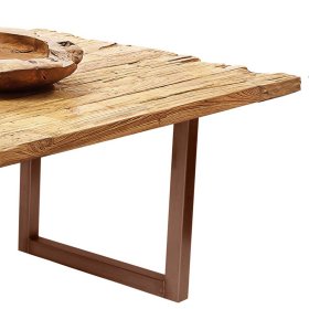 Bügelgestell Esstisch Asprecca aus Teak Recyclingholz und Stahl im Loft Style – Ansicht 3