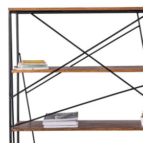 Designschreibtisch Slavrio aus Mangobaum Massivholz und Stahl mit Regal – Ansicht 5