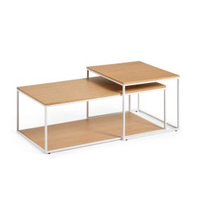 Satztische Katrynella in Eichefarben & Weiß im Skandi Design (zweiteilig) – Ansicht 1