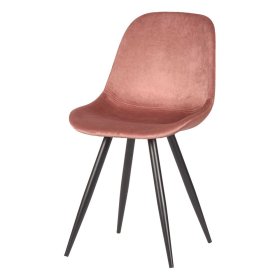 Samt Küchenstuhl Set Rabad in Rosa mit Schalensitz (2er Set) – Ansicht 1
