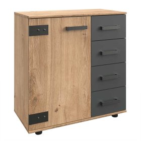 Moderne Kommode Latizia im Industrie und Loft Stil mit vier Schubladen – Ansicht 1
