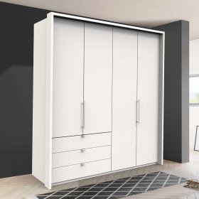 Falttüren Designschrank Emiliano in Weiß mit drei Schubladen – Ansicht 2