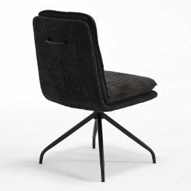 Boucle Polsterstuhl Marena in Anthrazit mit Gestell aus Metall (2er Set) – Ansicht 4