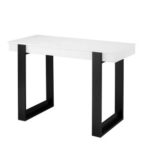 Designschreibtisch Camiri in Weiß & Schwarz mit Bügelgestell – Ansicht 1