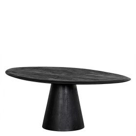Moderner Couchtisch Ackora in Schwarz aus Mangobaum Massivholz – Ansicht 1