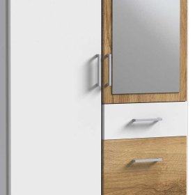 Schrank mit Spiegel Cerhard in Plankeneiche Holzoptik und Weiß 91 cm breit – Ansicht 4
