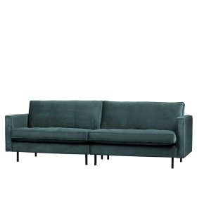 Retrostil Couch Maiwos in Petrol mit Samtbezug – Ansicht 1
