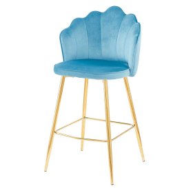 Barhocker Salm in Blau und Goldfarben Muschelform (2er Set) – Ansicht 1