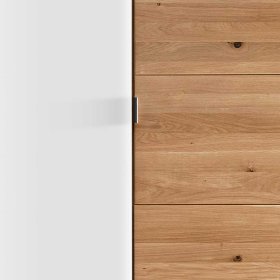 Holzkleiderschrank Licandro aus Wildeiche Massivholz mit weißem Glas – Ansicht 4