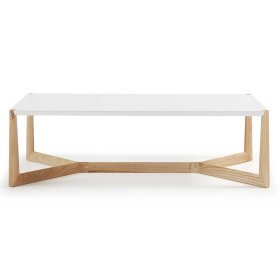 Skandi Design Couchtisch Arenella in Weiß mit Bügelgestell aus Esche Massivholz – Ansicht 2