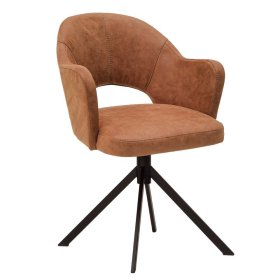 Armlehnstuhl Sanlina in Cognac Braun aus Microfaser – Ansicht 1