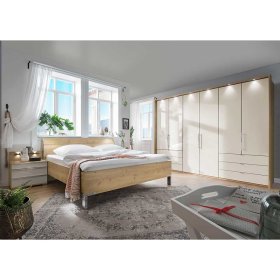 Komplettschlafzimmer Cnutria in Beige und Eiche Bianco (vierteilig) – Ansicht 1