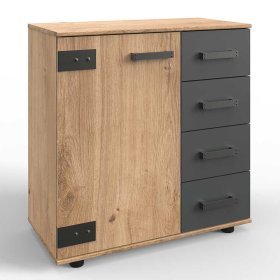 Moderne Kommode Latizia im Industrie und Loft Stil mit vier Schubladen – Ansicht 2