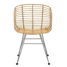 Rattan Stühle Anuel in Beige und Silberfarben mit Armlehnen (2er Set) – Ansicht 2