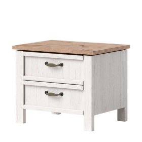 Doppel Bett mit Konsolen Drienna in Eichefarben und Weiß Landhaus (dreiteilig) – Ansicht 6