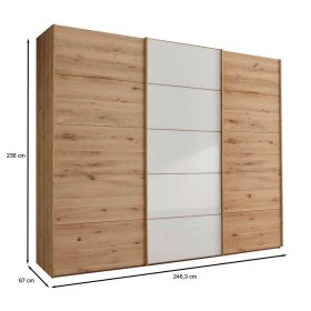 Schlafzimmerkleiderschrank Durac in Eiche Bianco und Weiß – Ansicht 10